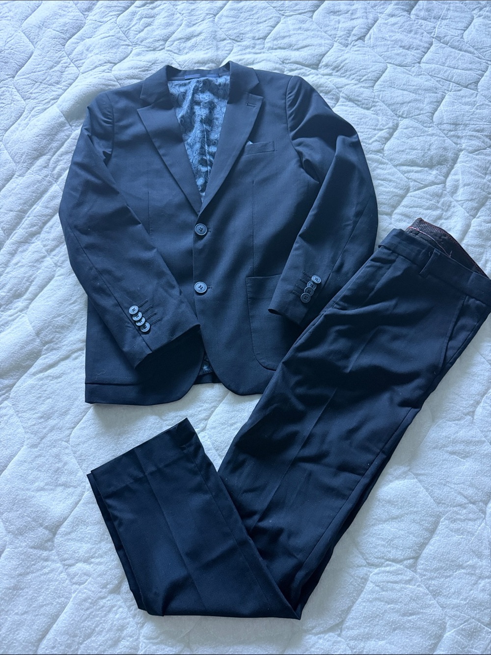 Boy’s slim fit Navy Blue Suit Jacket & Trousers - Classic Two-Piece Blazer Set
